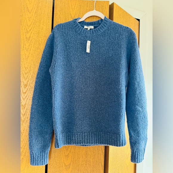 NWT Madewell 85% Woolen Textured Blue Crewneck Sweater - Picture 1 of 3